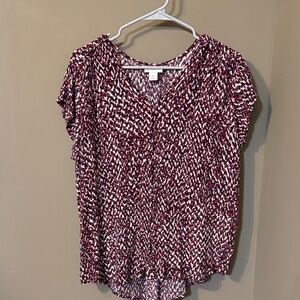 Liz Claiborne Burgundy and White Blouse